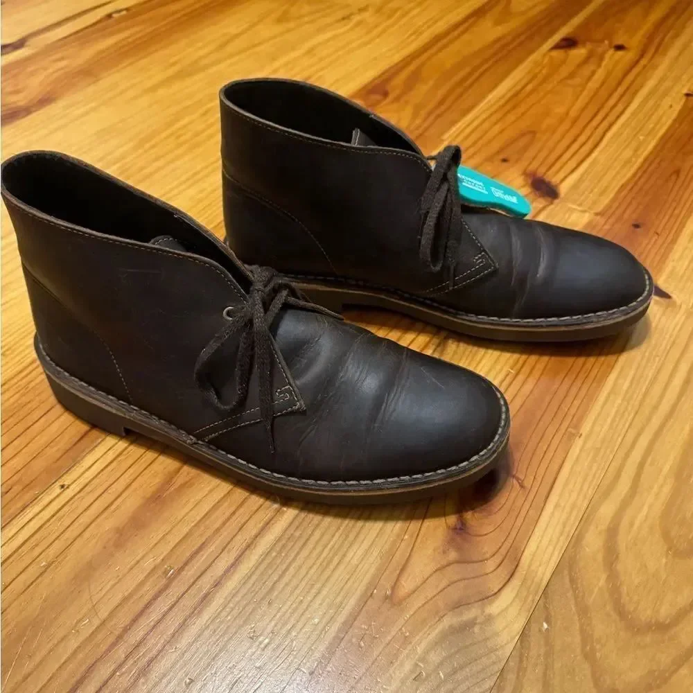 Clarks Desert Bushacre Boots Mens Sz 10 M Chukka Distressed Leather 15522 Brown
